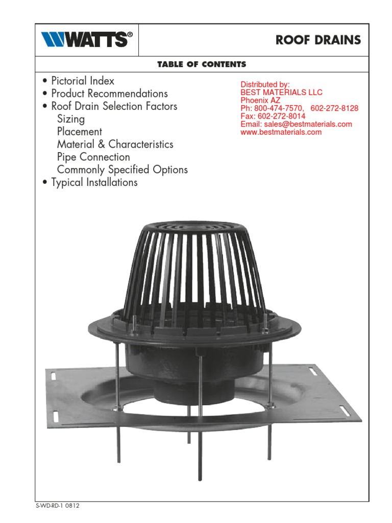 Roof Drain Selector Guide Watts | Galvanization | Pipe (Fluid Conveyance)