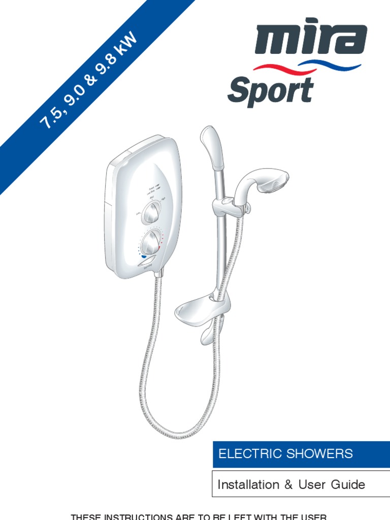 Mira Sport Electric Shower Manual | PDF | Valve | Electrical Connector