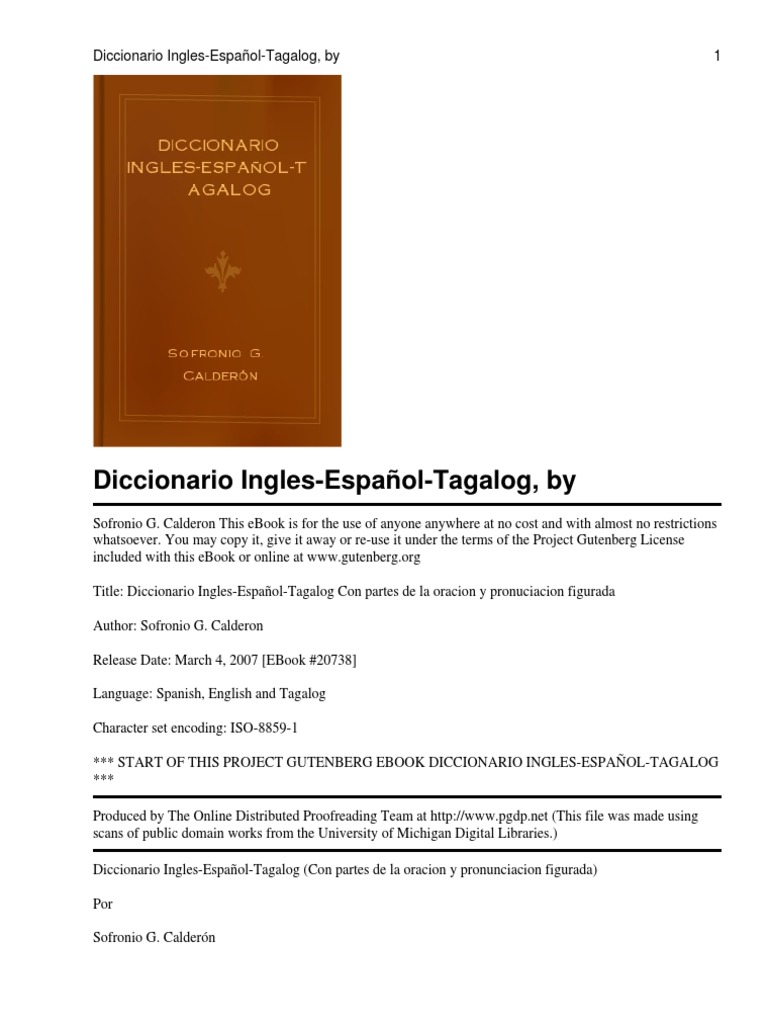 Diccionario Ingles EspaÃ±ol Tagalog - 