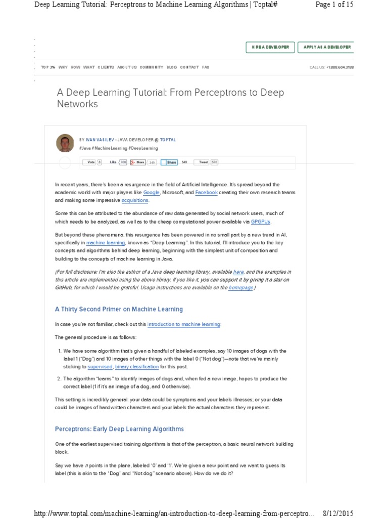 java deep learning tutorial