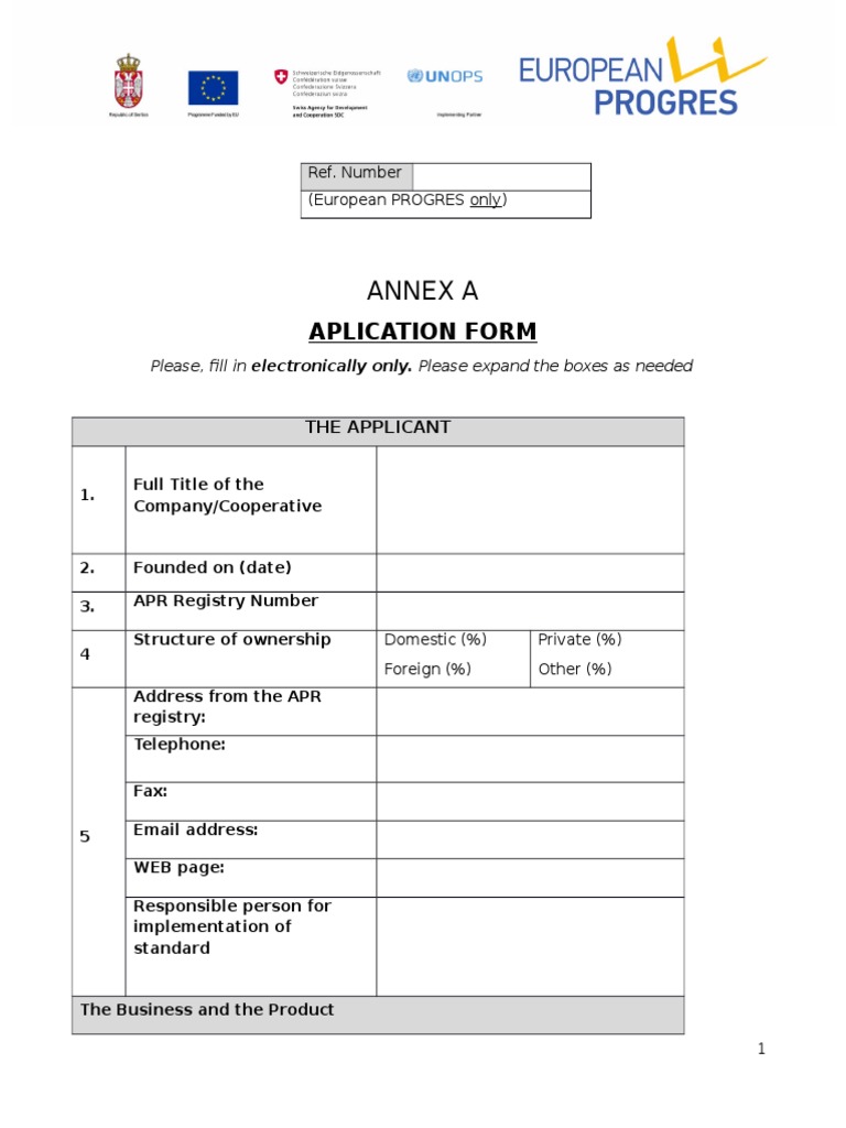 Annex A - Application Form | PDF | Business Process | Exports