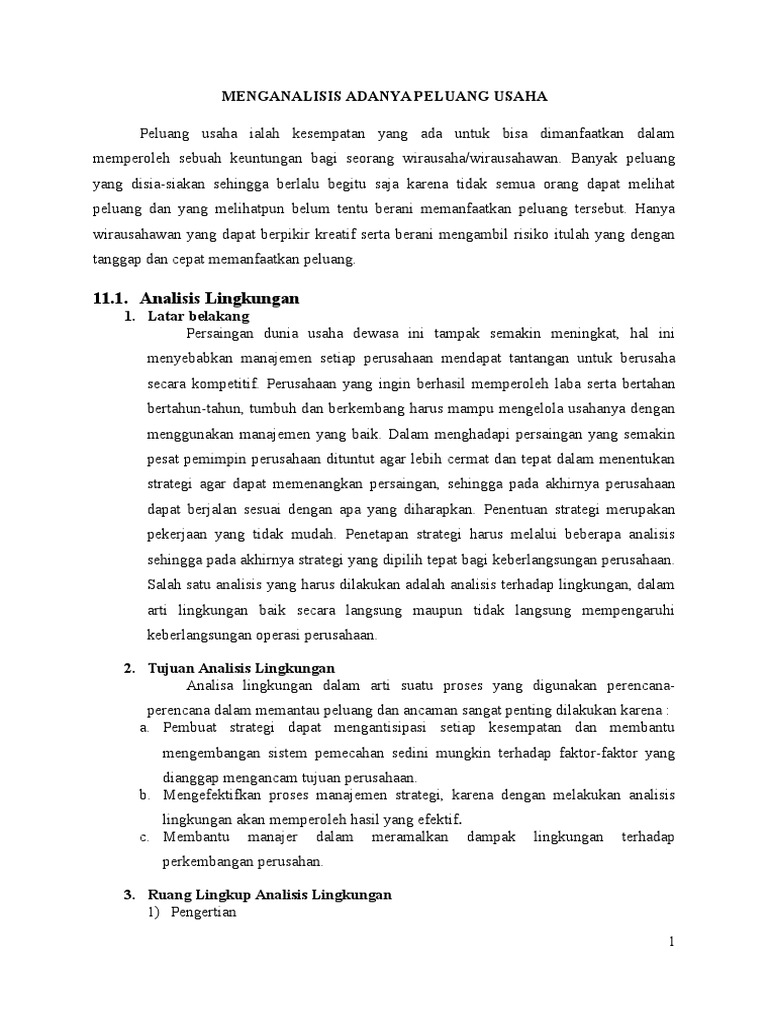 Menganalisis Adanya Peluang Usaha