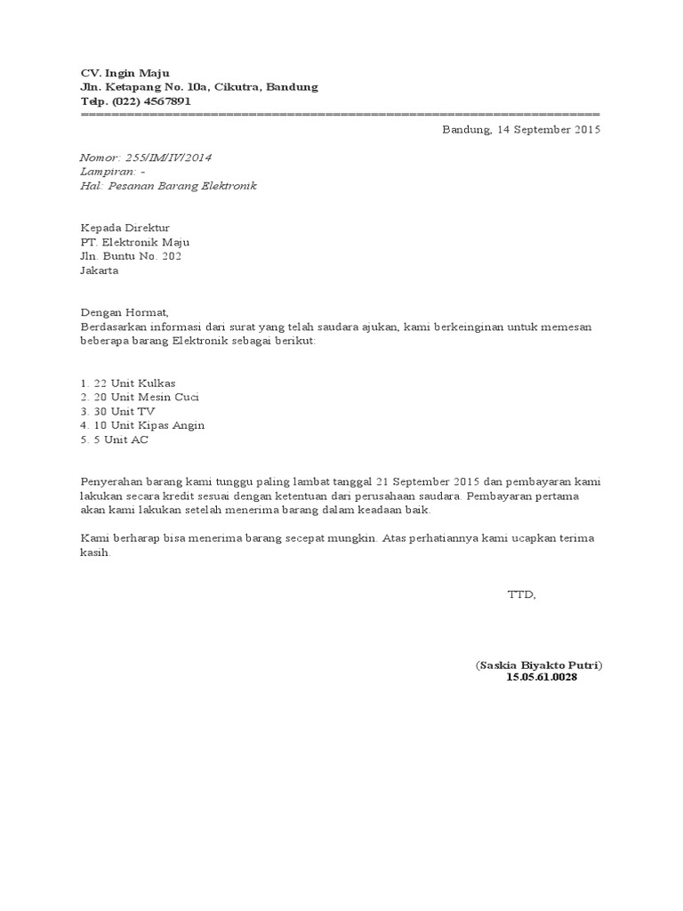 Download 61+ Contoh Surat Surat Order Terbaru Gratis