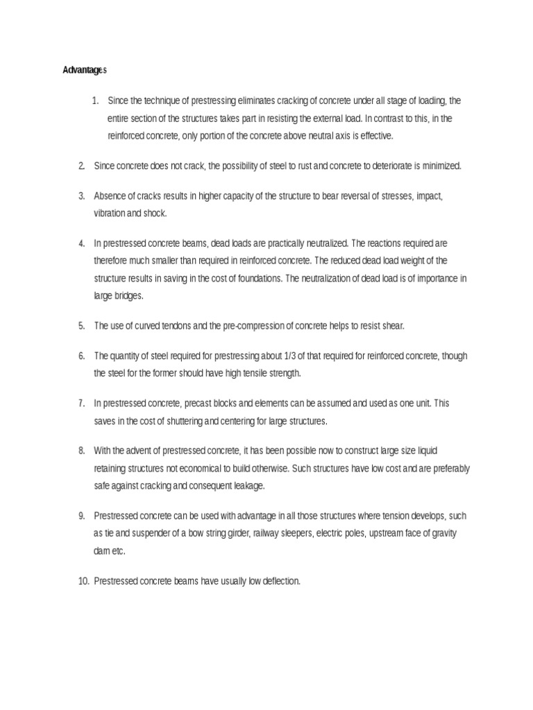 Advantages and Limitations of Prestressed Concrete | PDF | Prestressed ...
