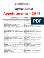 Complete List Of: Appointments - 2014