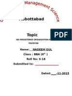 Abbottabad: Name: Nadeem Gul Class: BBA (6) Roll No: S-18 Submitted To