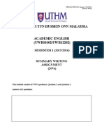 Universiti Tun Hussein Onn Malaysia: SEMESTER 1 (2015/2016)
