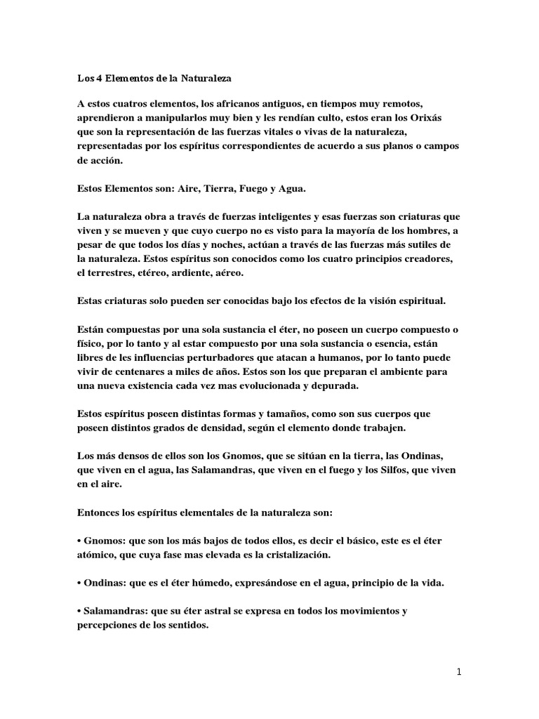 Los Cuatro Elementos de la Naturaleza | PDF | Religión y espiritualidad