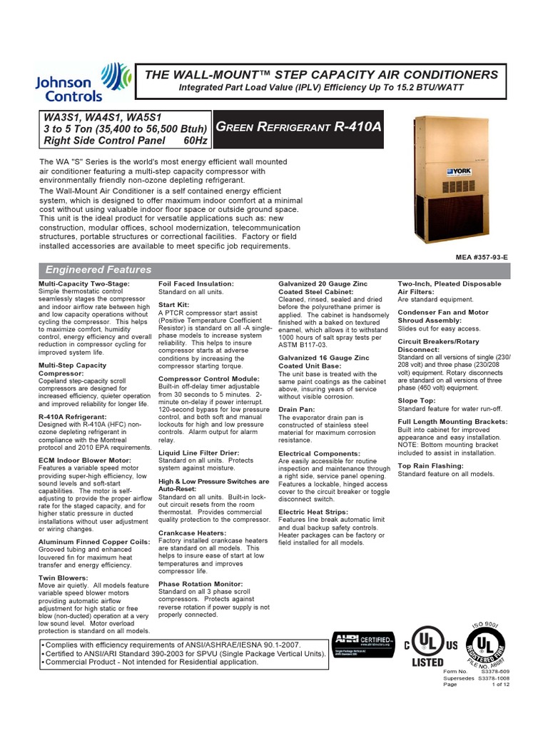 Wallmount - JCI | PDF | Ventilation (Architecture) | Hvac