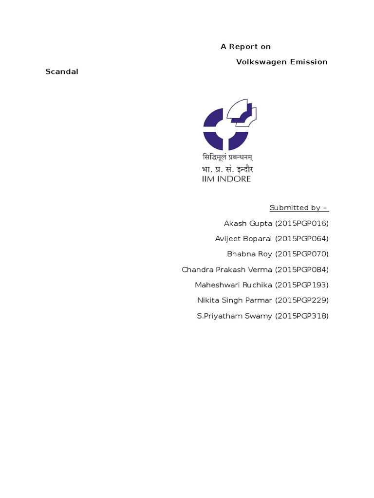 Volkswagen Emission Scandal Analysis | PDF | Volkswagen | Business