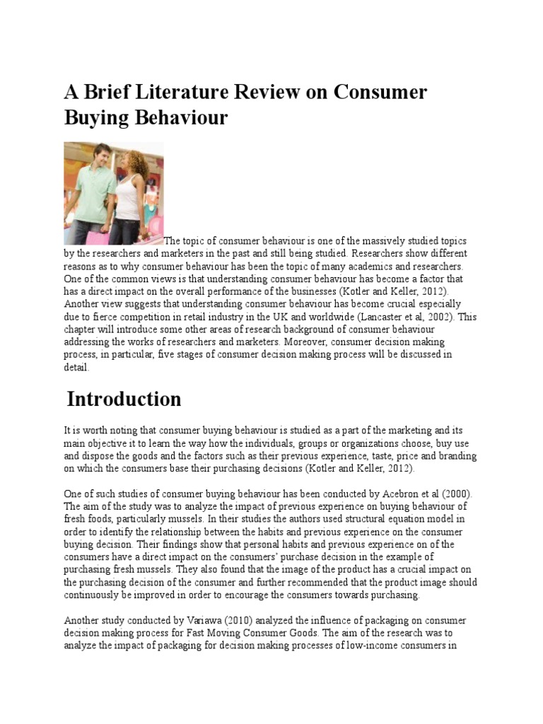 Literature Review on Consumer Behavior | PDF | Consumer Behaviour ...