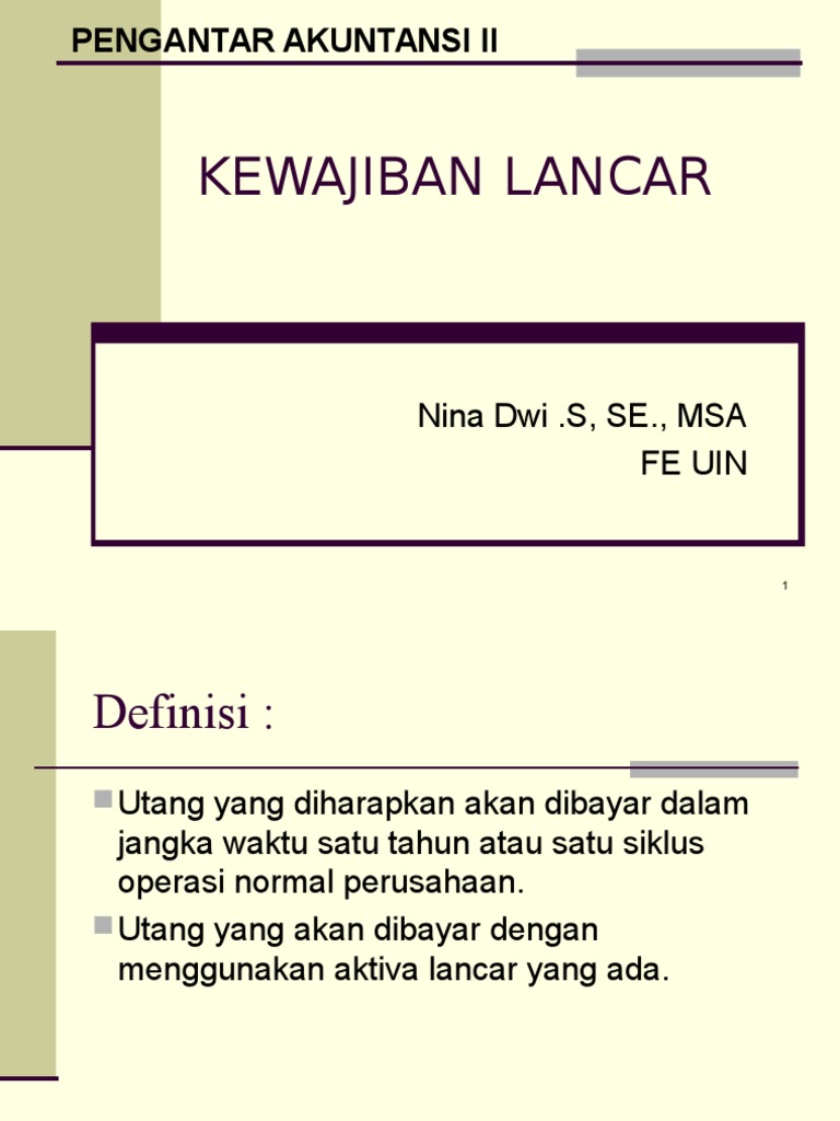 Bab 3 Utang Kewajiban Lancar