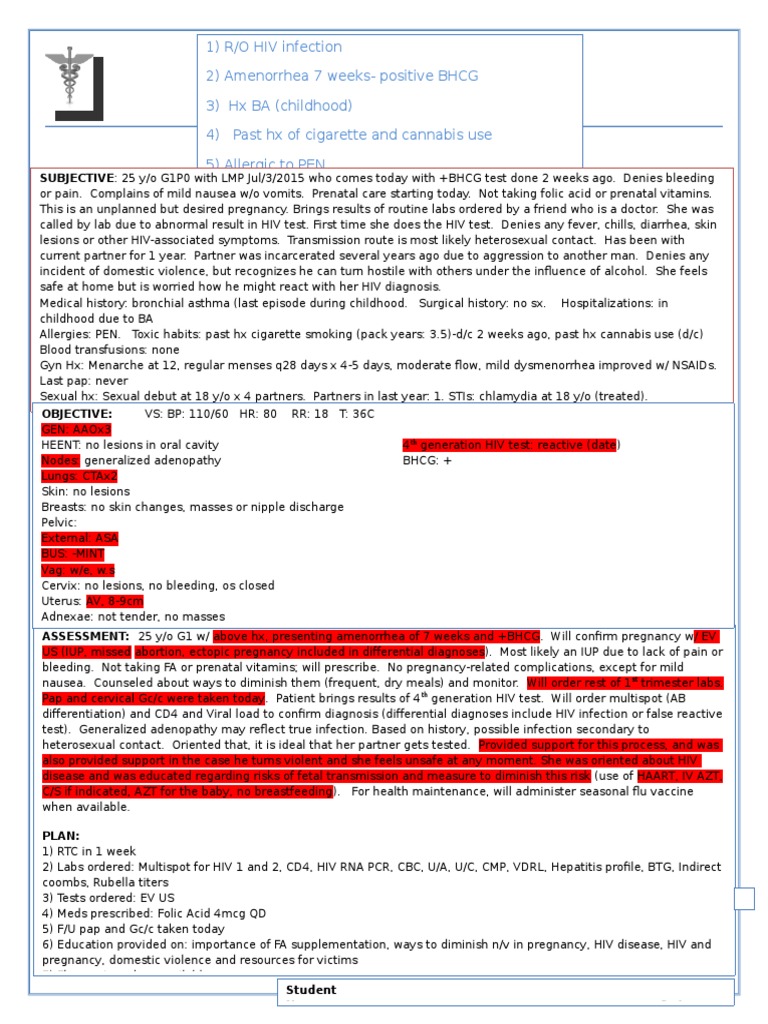 Progress Note Osce_HIV(1)2 Hiv/Aids Pregnancy