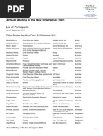 World Economic Forum - Annual Meeting of The New Champions 2015 - List of Participants