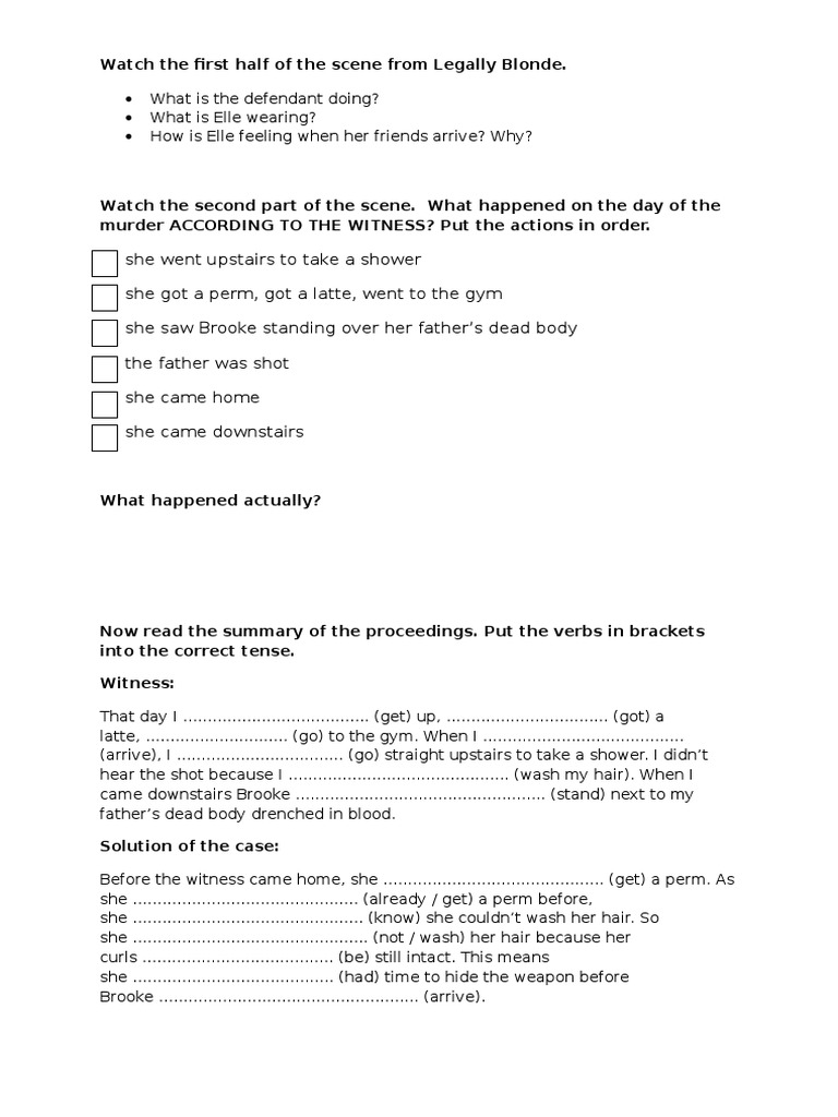 Legally Blonde Worksheet Pdf Social Science Mystery Thriller