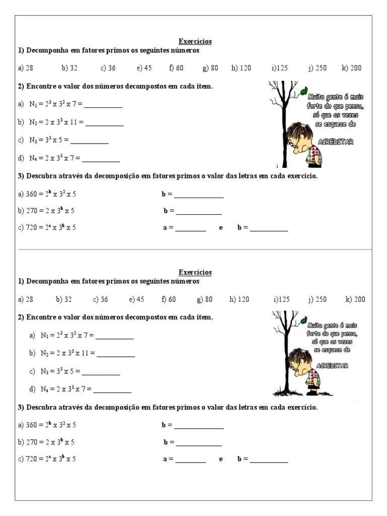 Decomposicao - Fatores - Primos. 6º HF | PDF