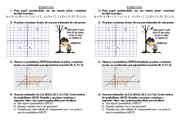 Exercícios de Plano Cartesiano 7º Ano | PDF | Sistema de coordenada ...