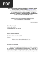 COMPREHENSIVE FUNCTIONAL ASSESSMENT REPORT  AND RECOMMENDED SUPPORT PLAN