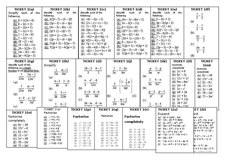 Complete Factorization and Simplification Tasks | PDF | Teaching ...