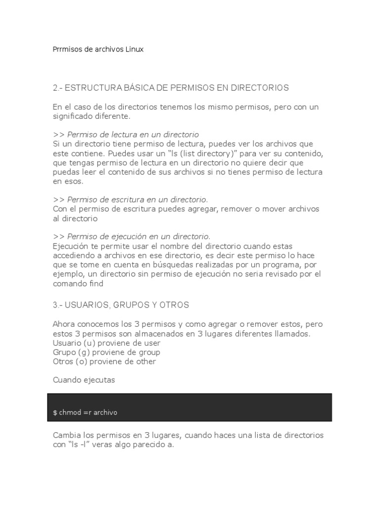 Permisos de Archivos Linux Ubuntu | PDF | Archivo de computadora ...