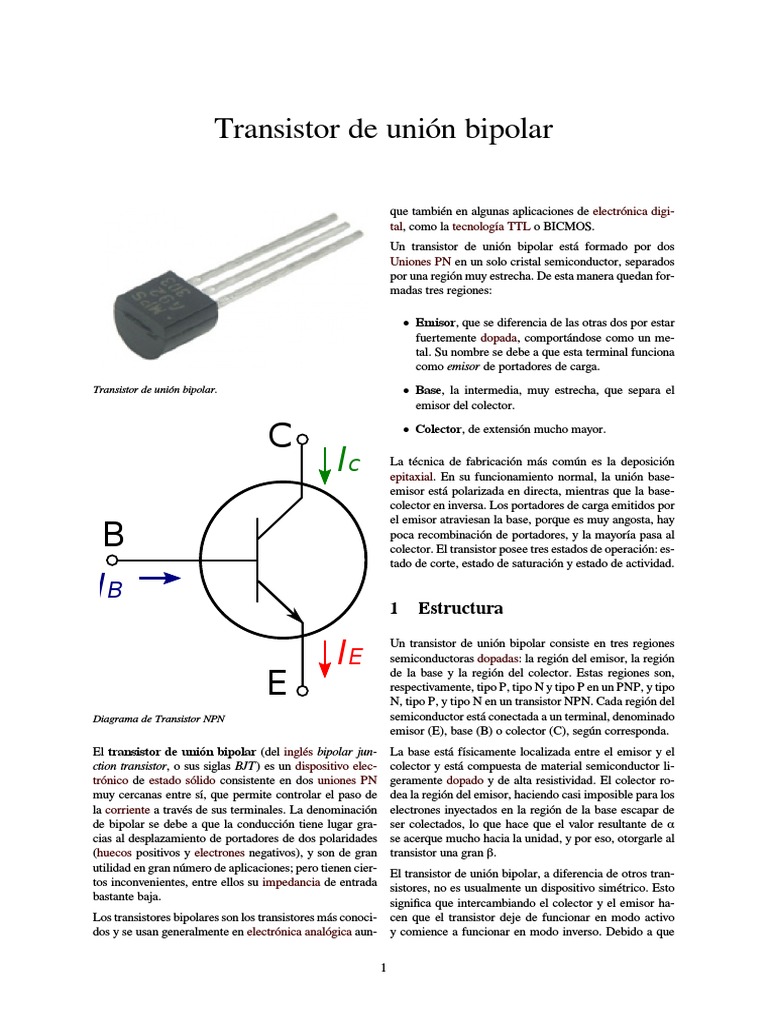 Transistor de Unión Bipolar Transistor de unión bipolar Transistor