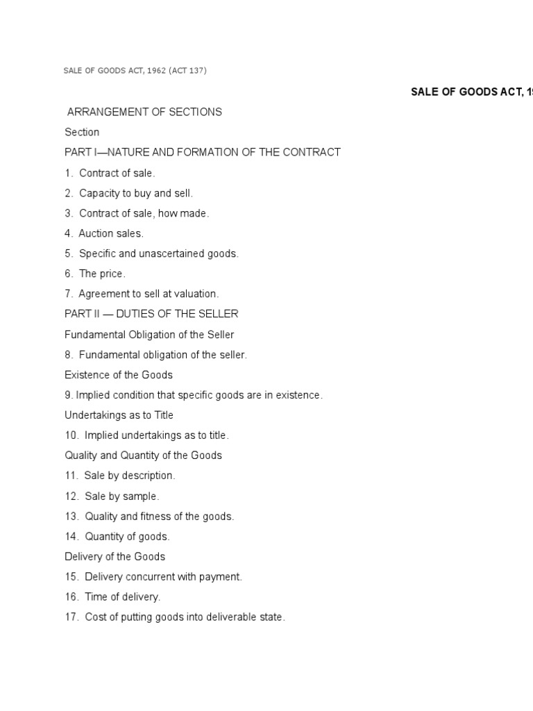 Sale of Goods Act Download Free PDF Implied Warranty Sales
