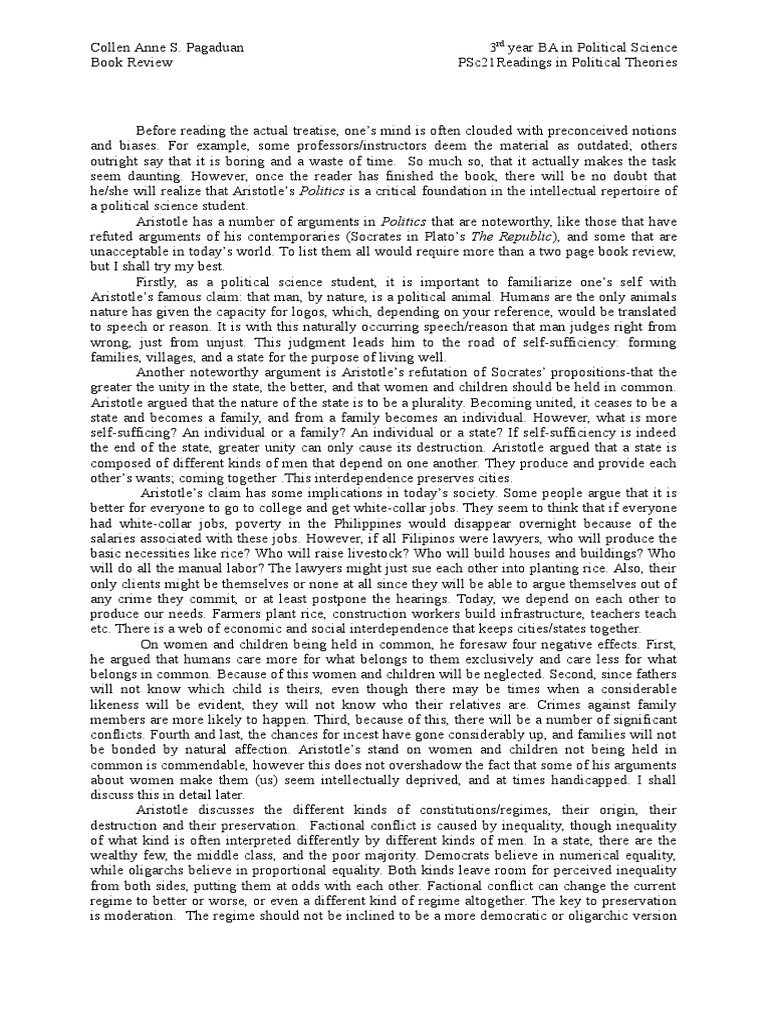 Plato's The Republic-Book Review | PDF | Aristotle | Reason