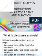 Discourse Analysis Linguistic Forms and Function