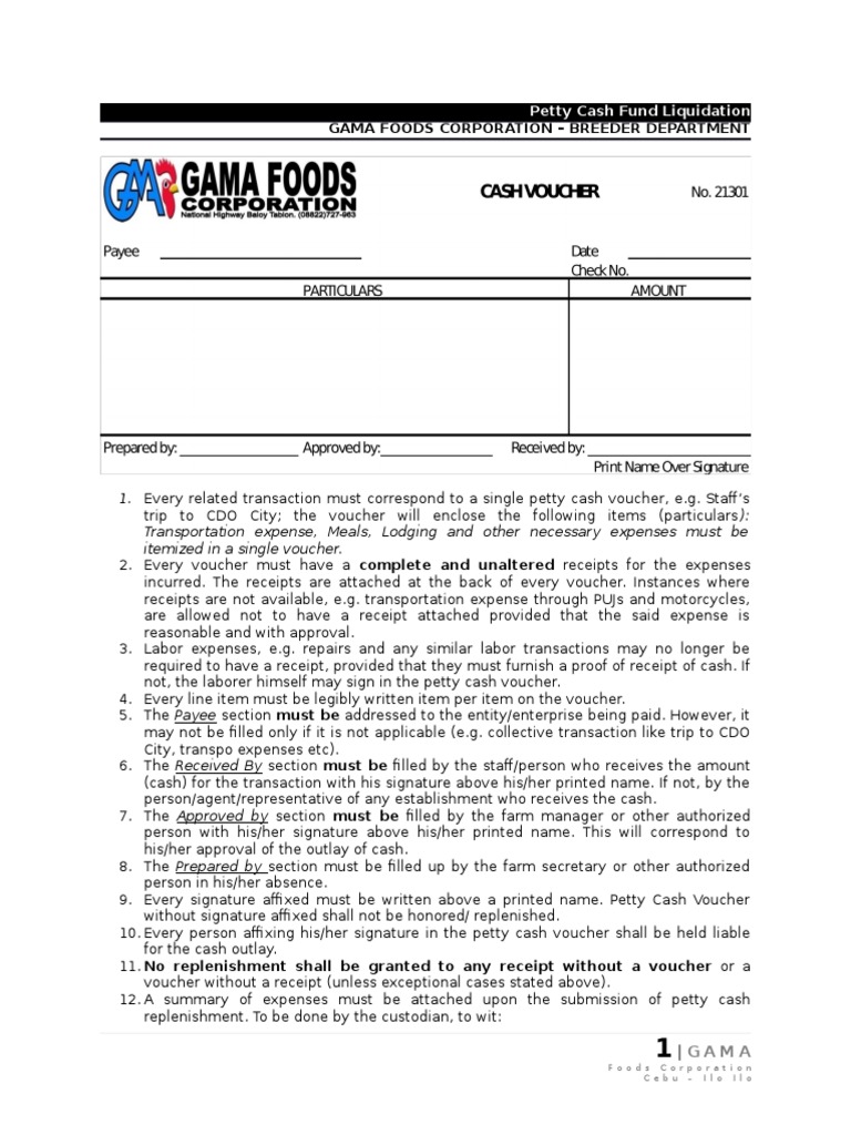 Petty Cash Guidelines PDF Voucher Expense