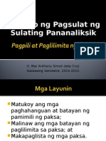 9 Pananaliksik Pagpili at Paglilimita Ng Paksa