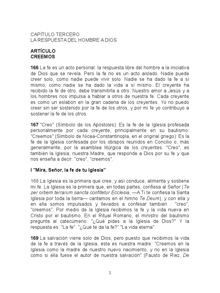 Catesismo de La Iglesia Catolica Capitulo 3 | PDF | Fe | Iglesia Católica