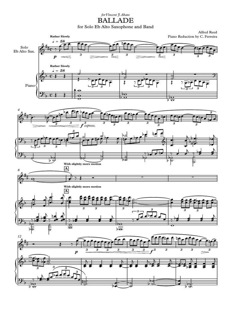 Ballade Alfred Reed Saxophone Modernisme (Musique)