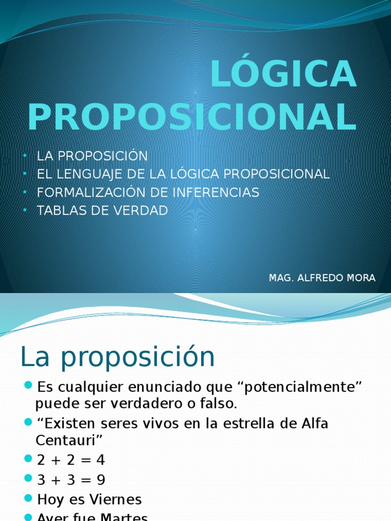 Lógica Proposicional PDF Proposición Verdad