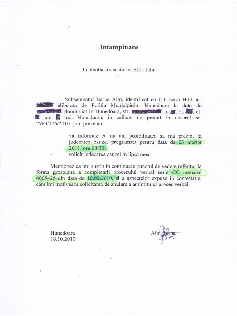 Model Intampinare | PDF