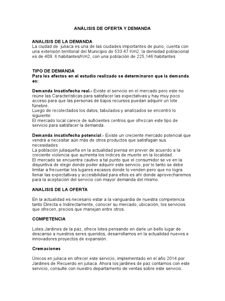 Análisis de Oferta y Demanda en Juliaca | PDF | Oferta (economía ...