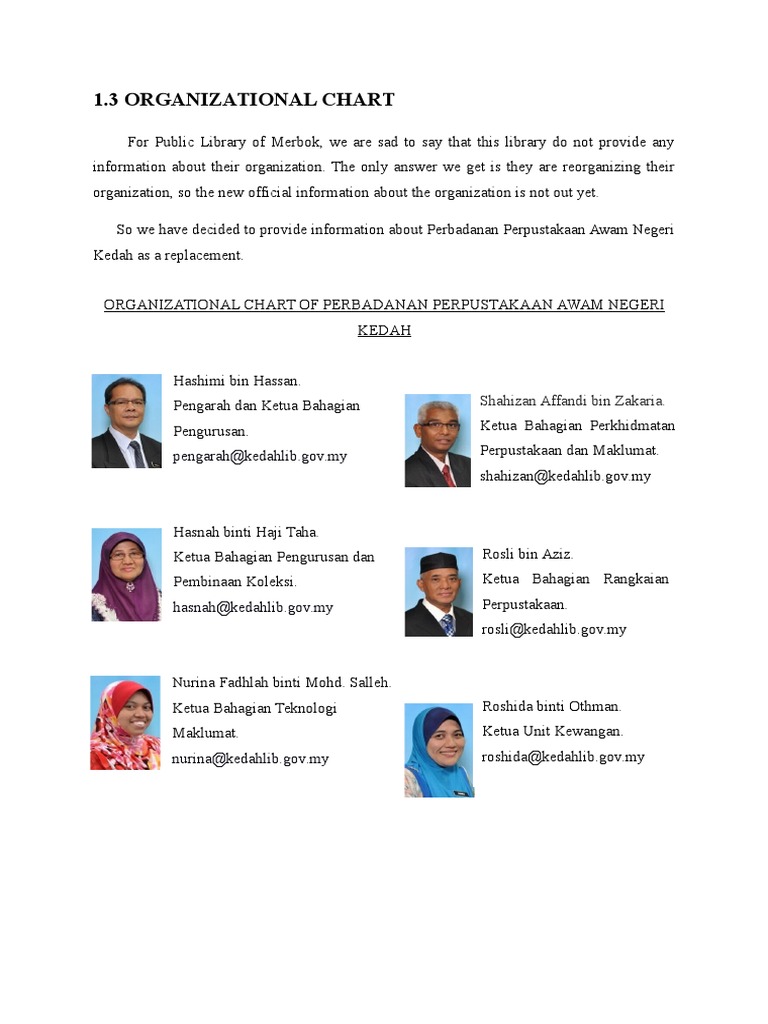 Organizational Chart of Kedah Libraries | PDF | Public Library | Libraries