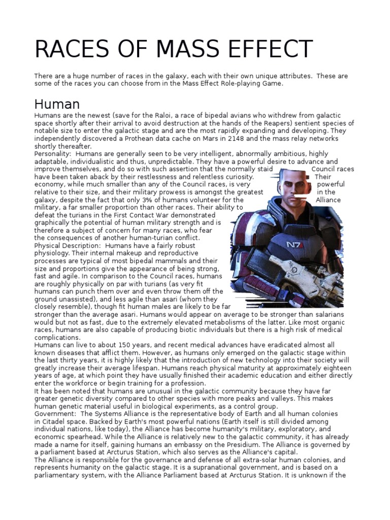 Mass Effect: Human Race Overview | PDF | Human | Citizenship