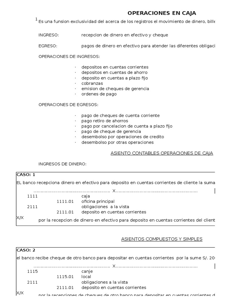 Asientos Contables Pdf Cheque Bancos