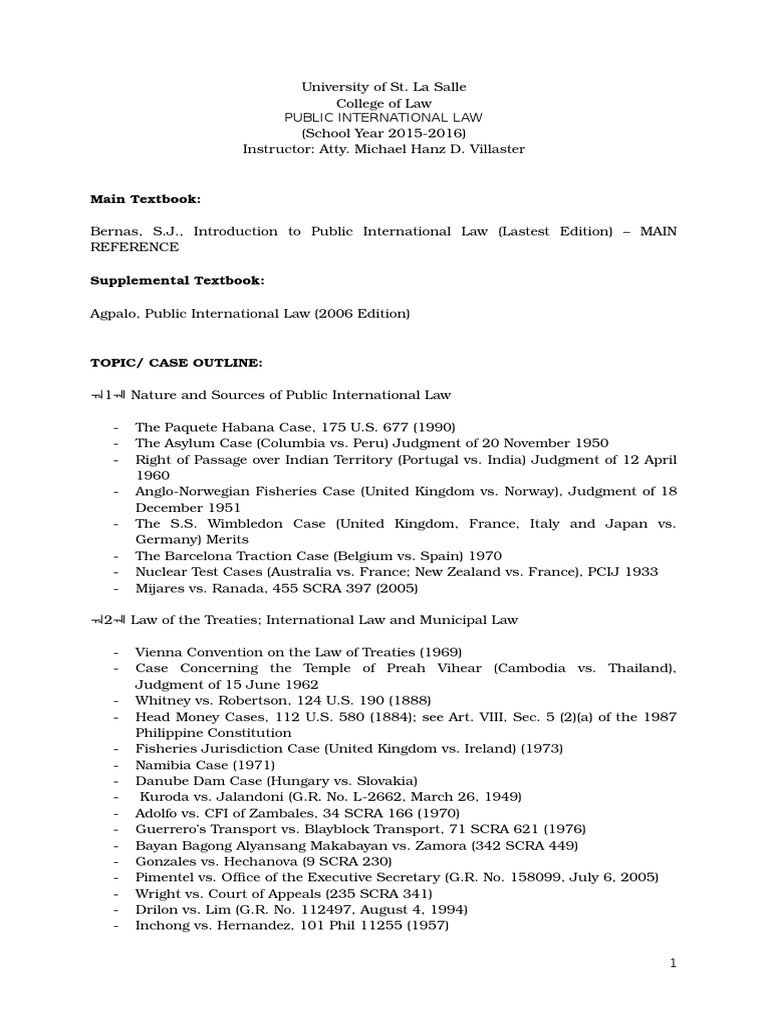 Public International Law Overview 2015-2016 | PDF | United Nations ...