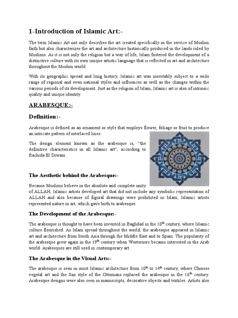 1-Introduction of Islamic Art:-: Arabesque:-Definition | Download Free ...