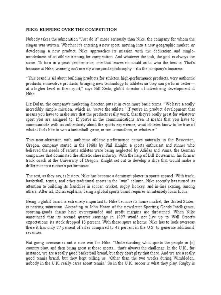 Marketing Case Studies PDF Nike Brand