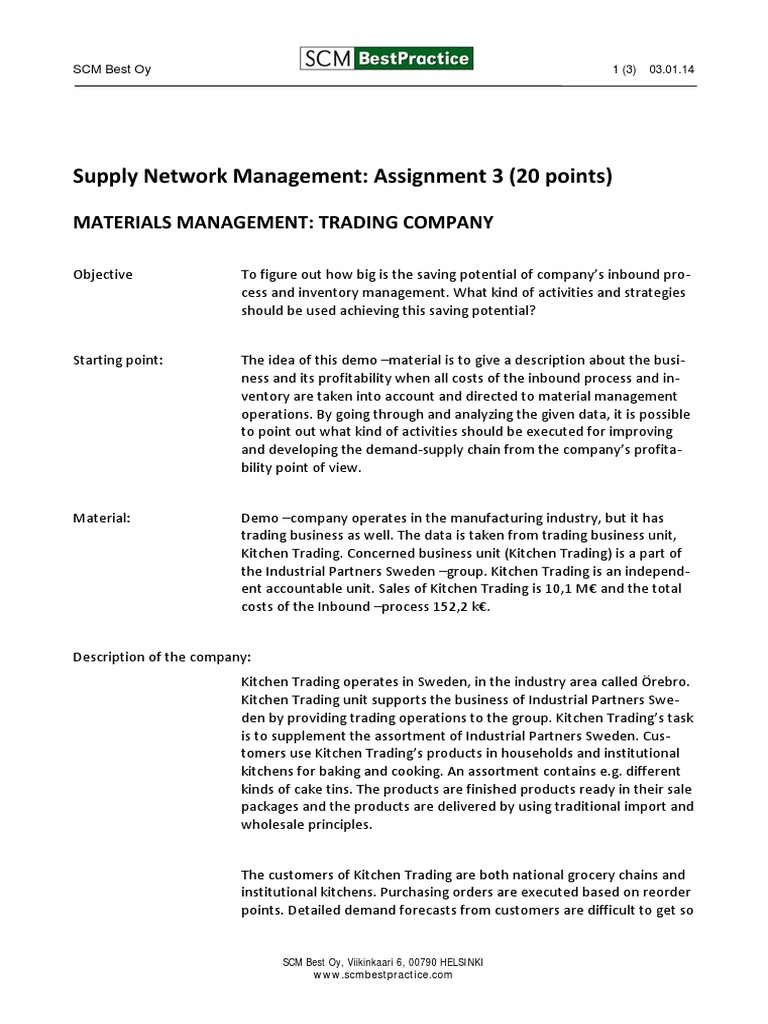 Assignment 3 Inventory Supply Chain Management