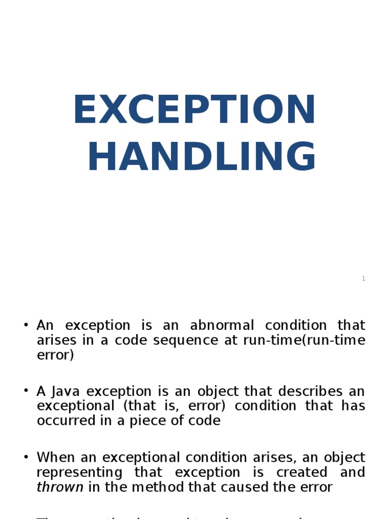 Java Exception Handling Overview | PDF | Java (Programming Language ...