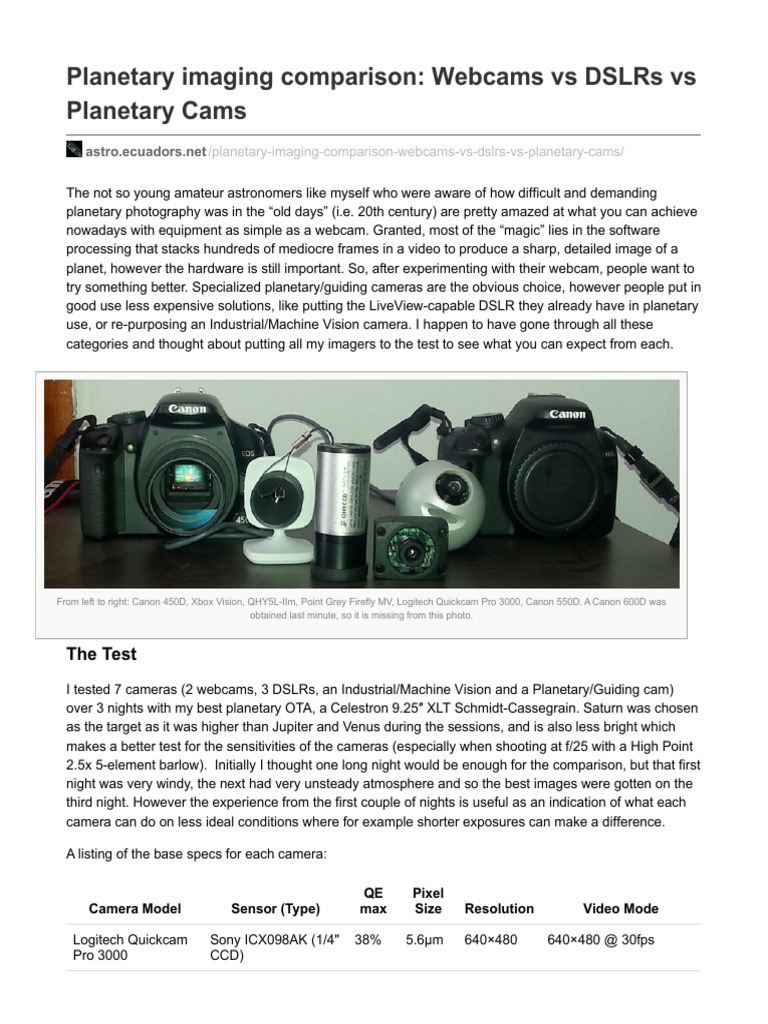 Planetary Imaging: Camera Showdown | PDF | Digital Single Lens Reflex Camera  | Live Preview, image size:768x1024