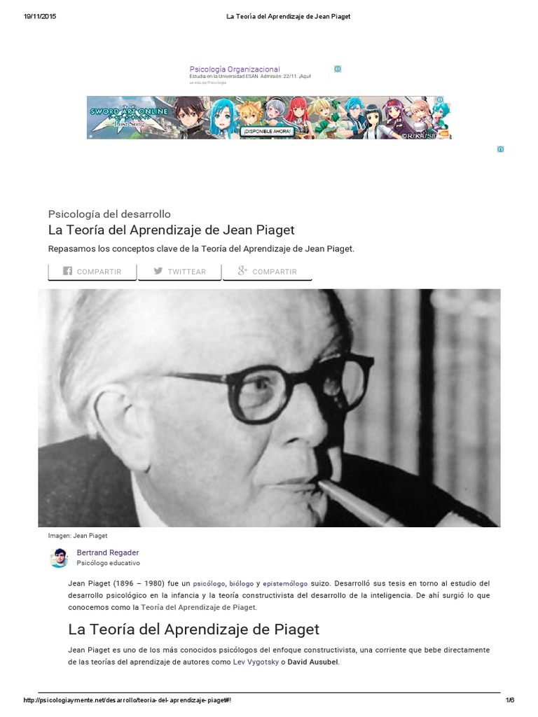 La Teoría Del Aprendizaje de Jean Piaget | PDF | Constructivismo ...