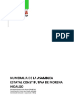 Numeralia de La Asamblea Estatal Constitutiva de MORENA Hidalgo