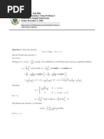 MATH 300 Fall 2004 Advanced Boundary Value Problems I Solutions To Sample Final Exam Friday December 3, 2004