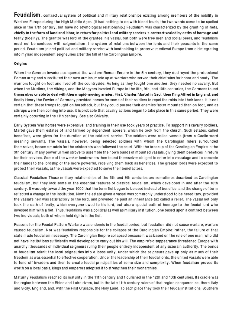 Understanding Feudalism in Medieval Europe | PDF | Feudalism | Lord
