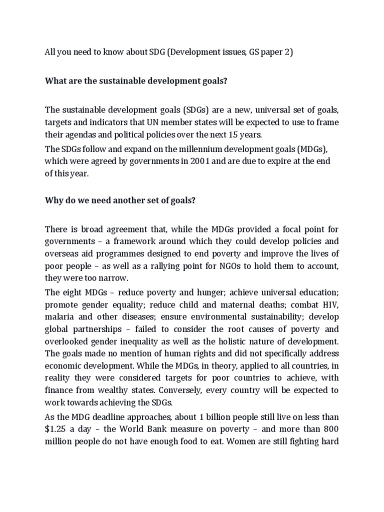 Understanding Sustainable Development Goals | PDF | Millennium ...