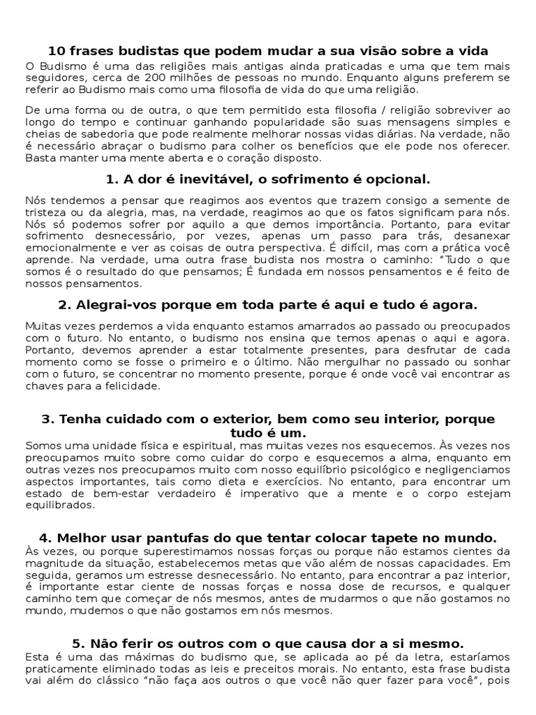 10 Frases Budistas Que Podem Mudar A Sua Visão Sobre A Vida | PDF ...
